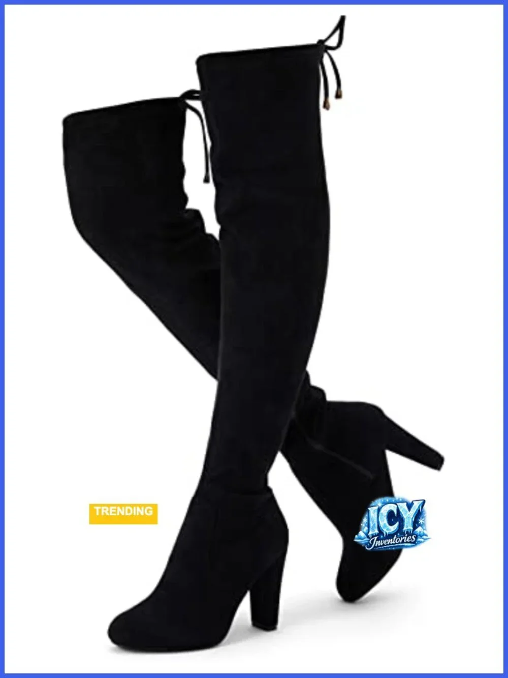 Suede Over the Knee Boots with Zipper and Lace-Up, 3.5